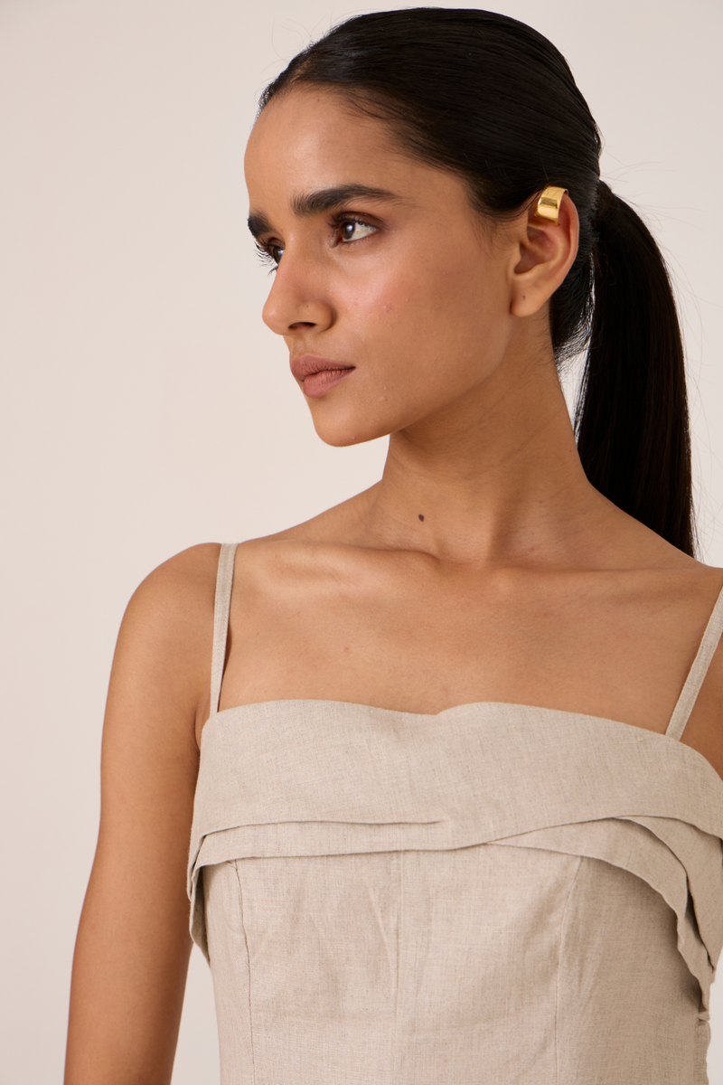 Azzah Beige Strappy Midi Dress by The Summer House for women Worldwide