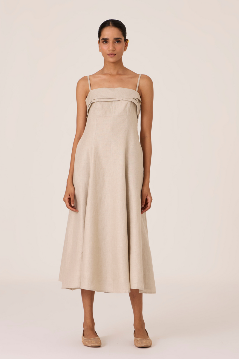 Azzah Beige Strappy Midi Dress by The Summer House for women Worldwide