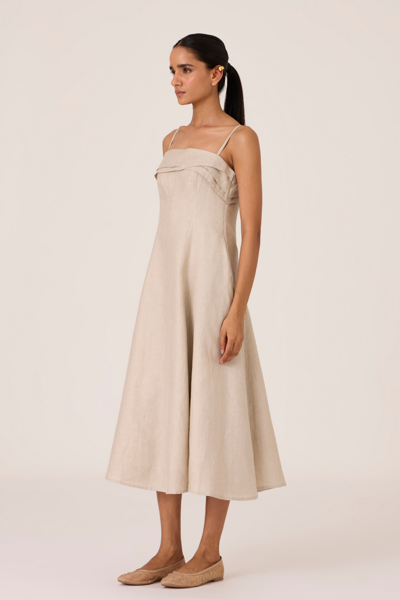Azzah Beige Strappy Midi Dress by The Summer House for women Worldwide