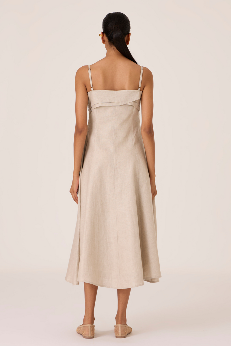 Azzah Beige Strappy Midi Dress by The Summer House for women Worldwide