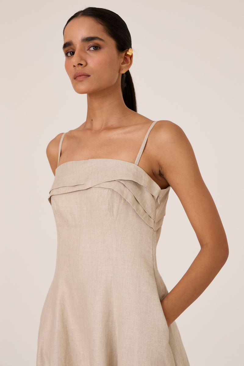 Azzah Beige Strappy Midi Dress by The Summer House for women Worldwide