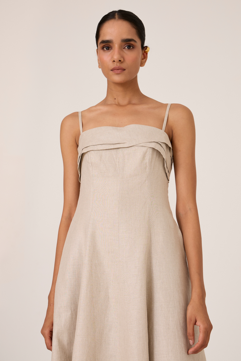 Azzah Beige Strappy Midi Dress by The Summer House for women Worldwide
