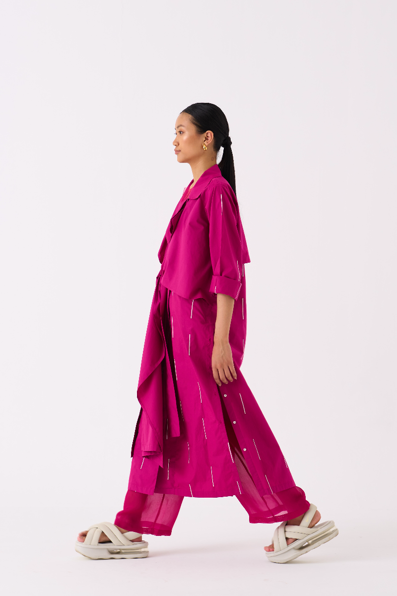 EMB. TIE JACKET-FUSCHIA poplin by THREE for women Worldwide