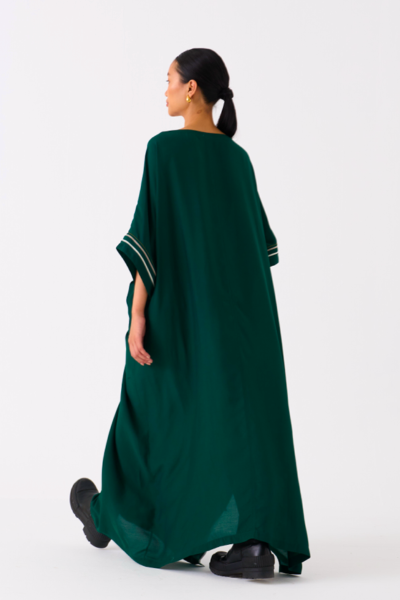 TIE KAFTAN-GREEN bemberg by THREE in green color for women Worldwide