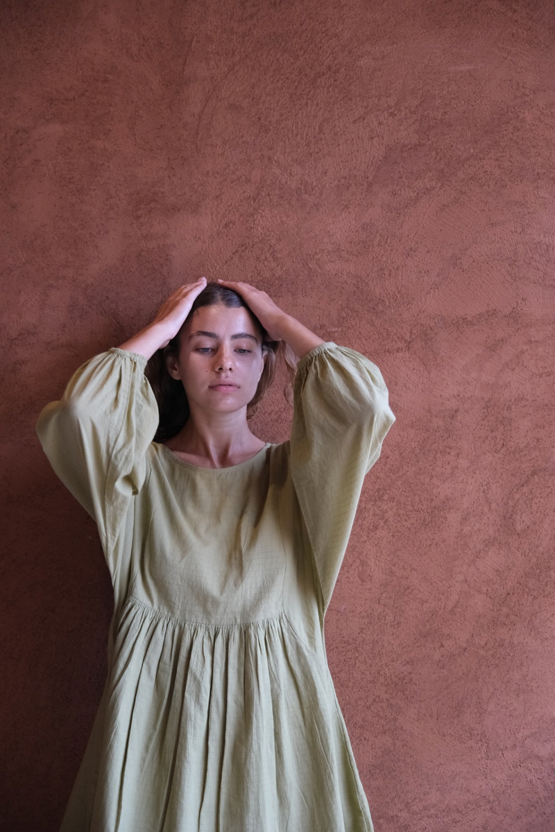 Olive Get Away dress cotton by World of Crow in olive color for women Worldwide