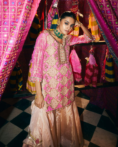 Khel Hot Pink Gharara Set