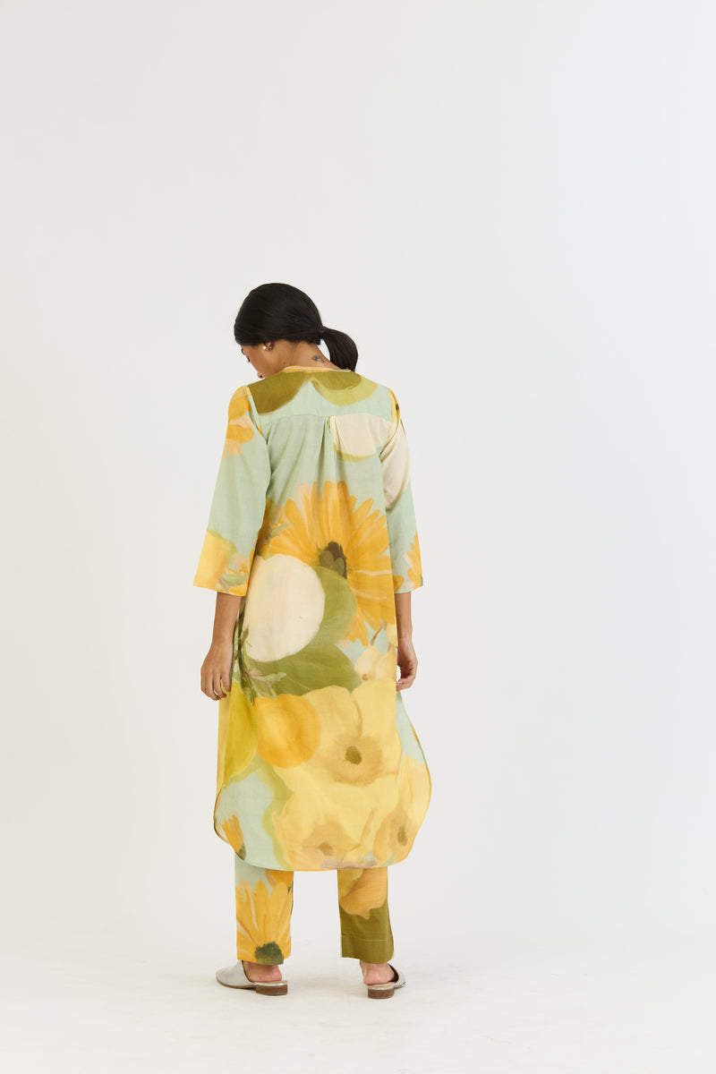 LEMONADE LONG KURTA SET cotton by Yam in yellow color for women Worldwide