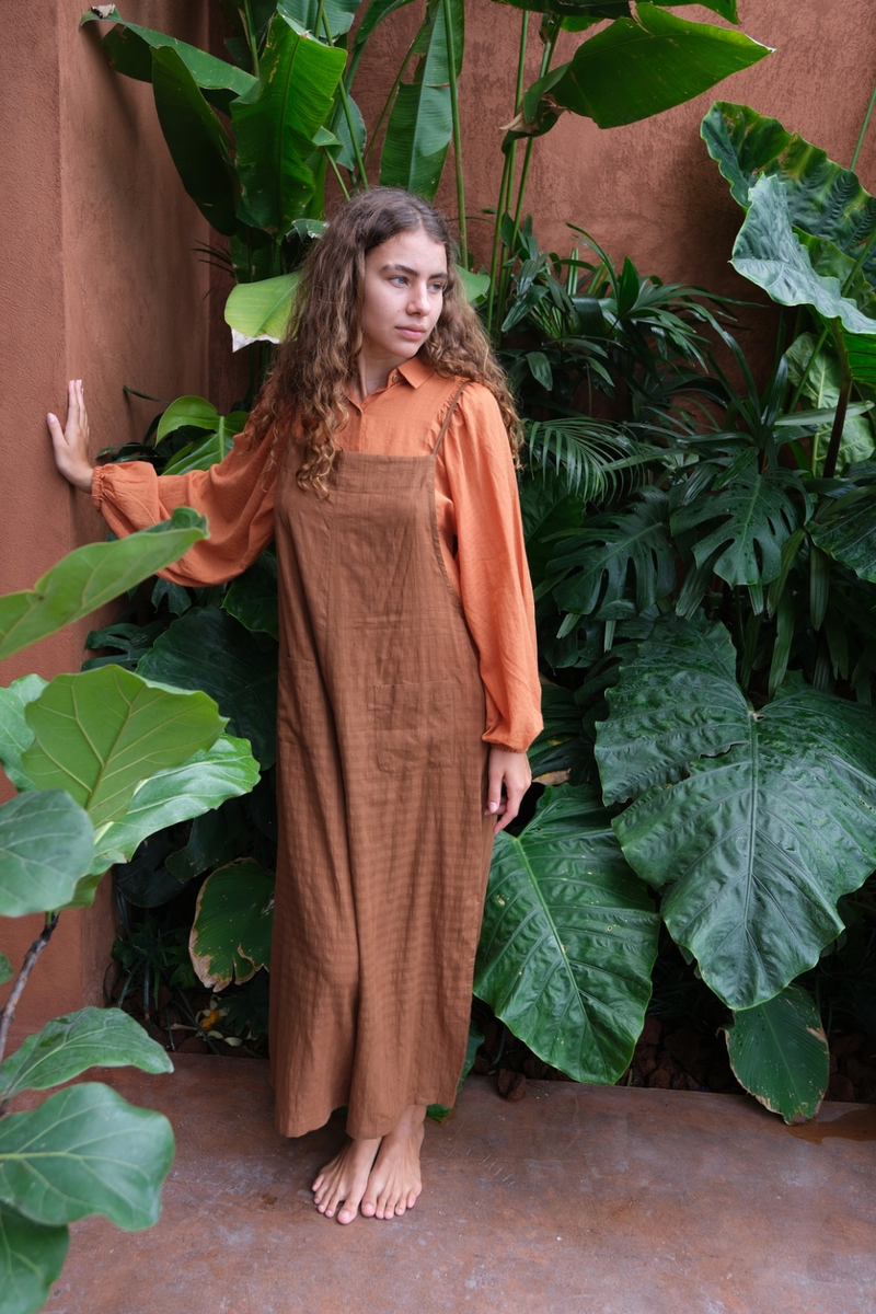 Work-boy's Dungarees cotton by World of Crow in brown color for women Worldwide