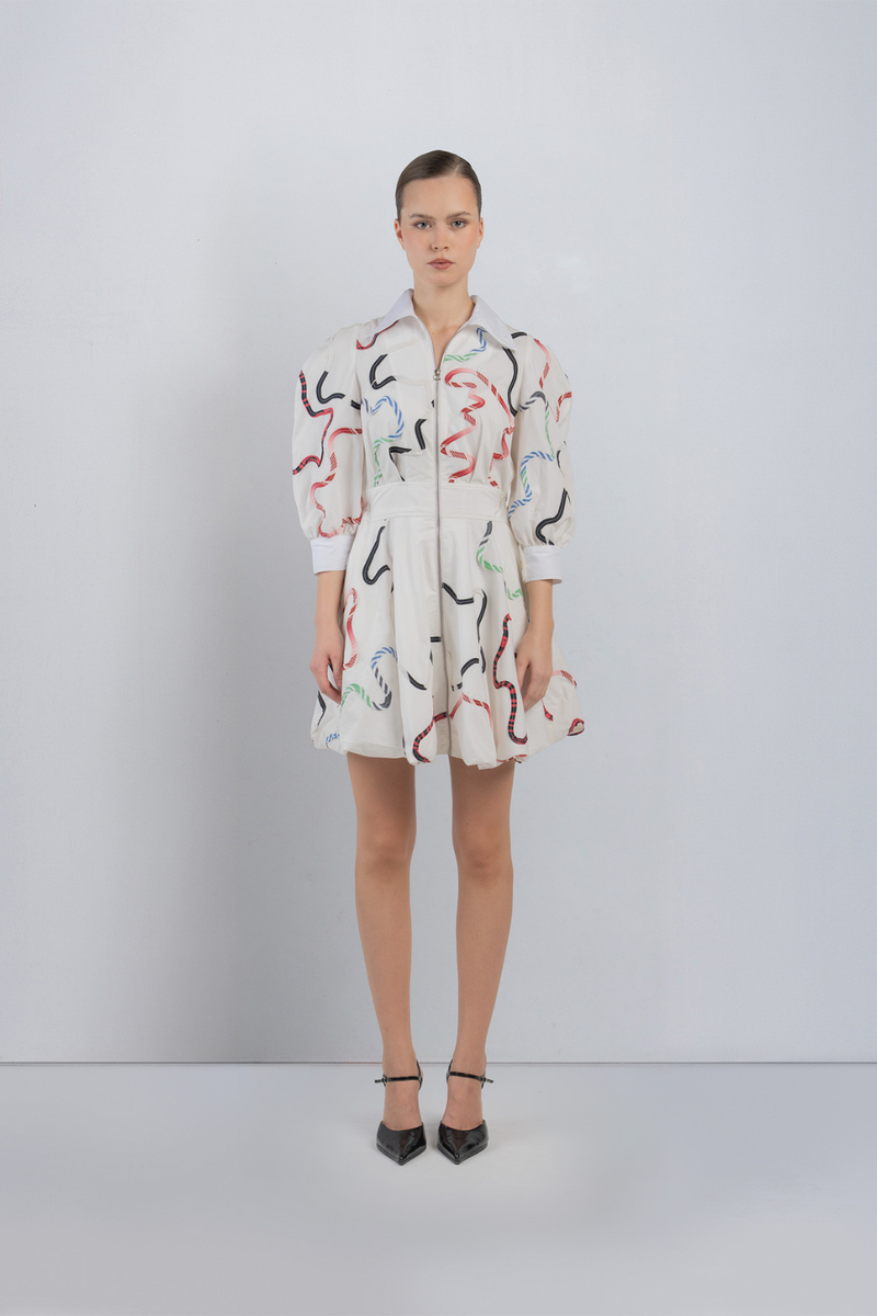 BANDES BUBBLE DRESS - Multicolour + White dress by Leh Studios in multicolour for women Worldwide