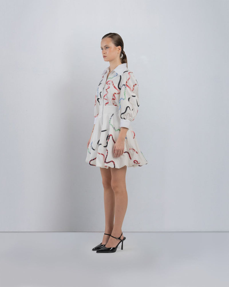 BANDES BUBBLE DRESS - Multicolour + White dress by Leh Studios in multicolour for women Worldwide