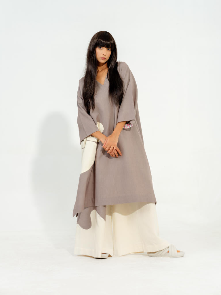 Basil Pants cotton matty pants/trousers by Stoique in natural, steel grey for women Worldwide