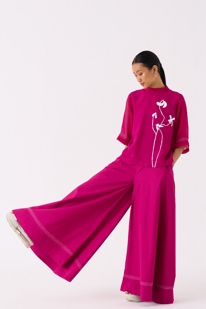 POPPY TOP-FUSCHIA organza by THREE for women Worldwide