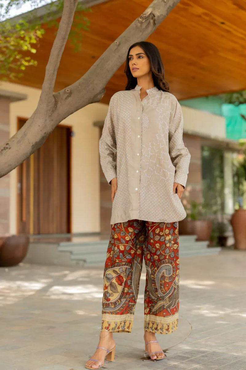 BB SHIRT-TAUPE silk by Dyelogue for women Worldwide