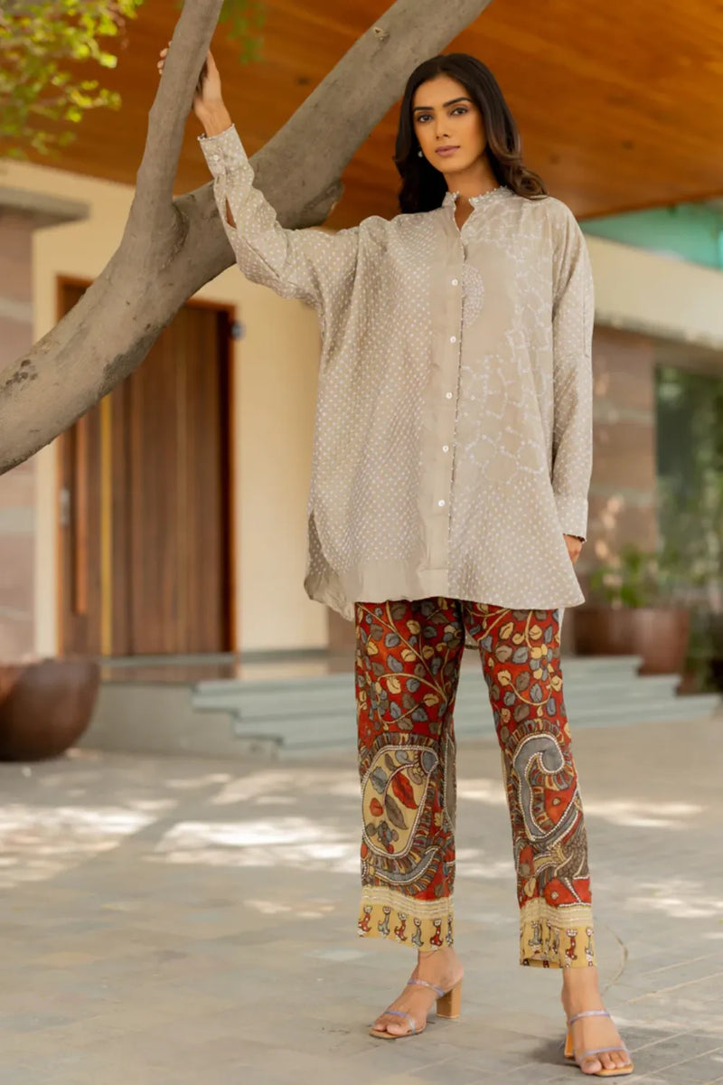 BB SHIRT-TAUPE silk by Dyelogue for women Worldwide