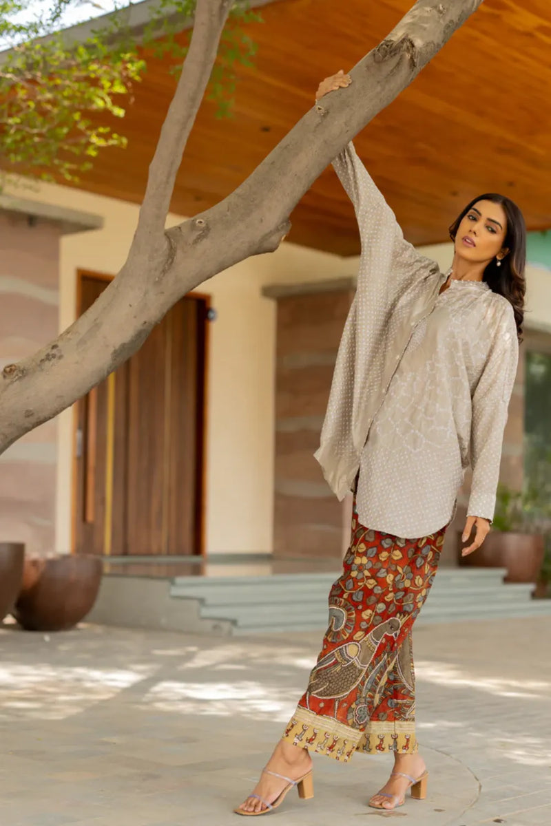 BB SHIRT-TAUPE silk by Dyelogue for women Worldwide
