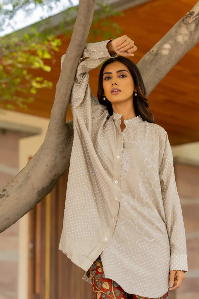 BB SHIRT-TAUPE silk by Dyelogue for women Worldwide