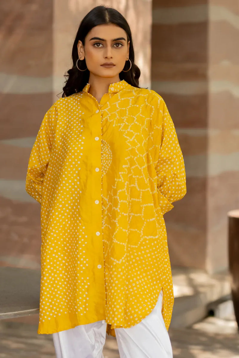 BB SHIRT-YELLOW silk by Dyelogue in yellow color for women Worldwide