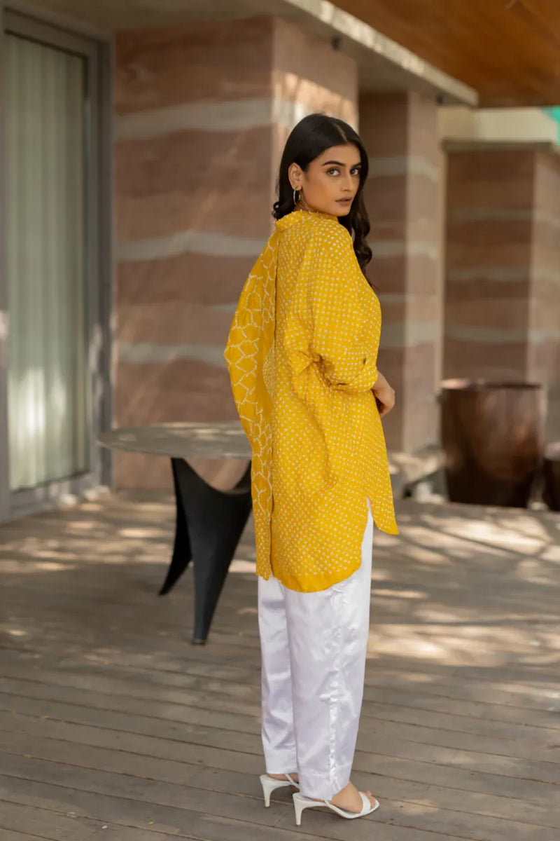 BB SHIRT-YELLOW silk by Dyelogue in yellow color for women Worldwide