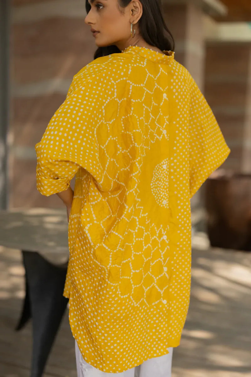BB SHIRT-YELLOW silk by Dyelogue in yellow color for women Worldwide