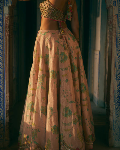 Khel Nude Pink Printed Lehenga