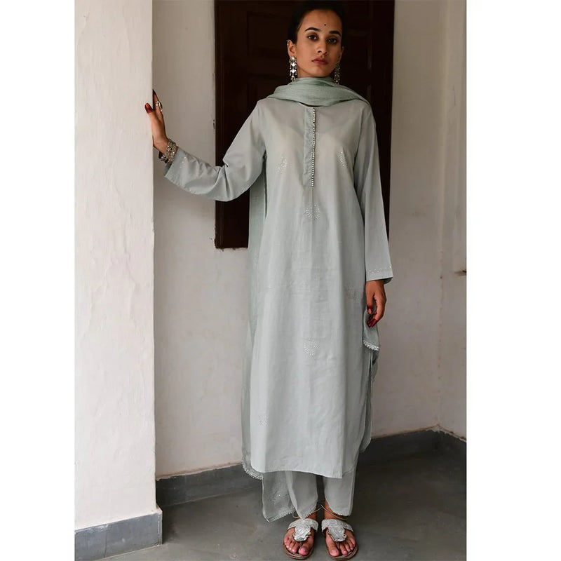 BEHROZE CHAAND (Set of 3-Sea Foam) Dress by TOKREE for women Worldwide