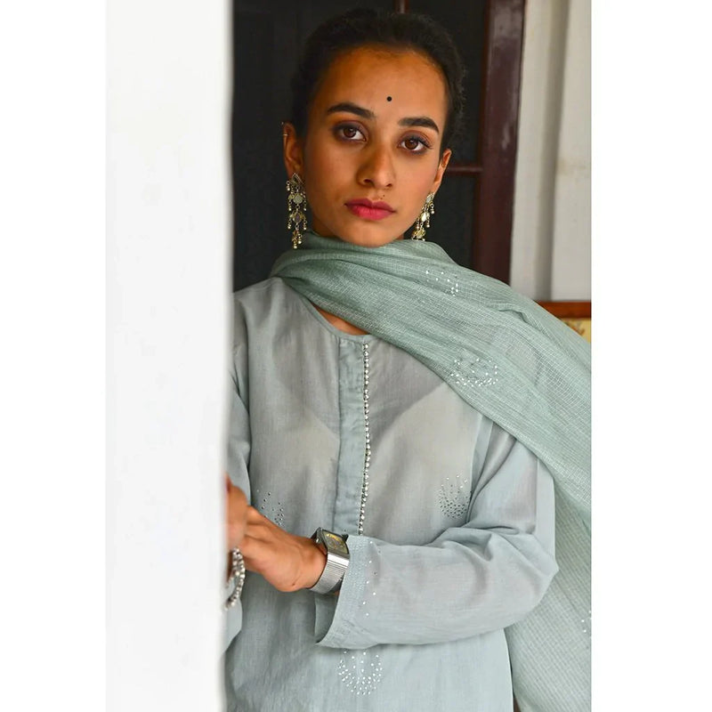 BEHROZE CHAAND (Set of 3-Sea Foam) Dress by TOKREE for women Worldwide