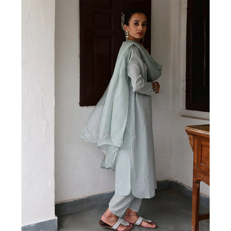 BEHROZE CHAAND (Set of 3-Sea Foam) Dress by TOKREE for women Worldwide