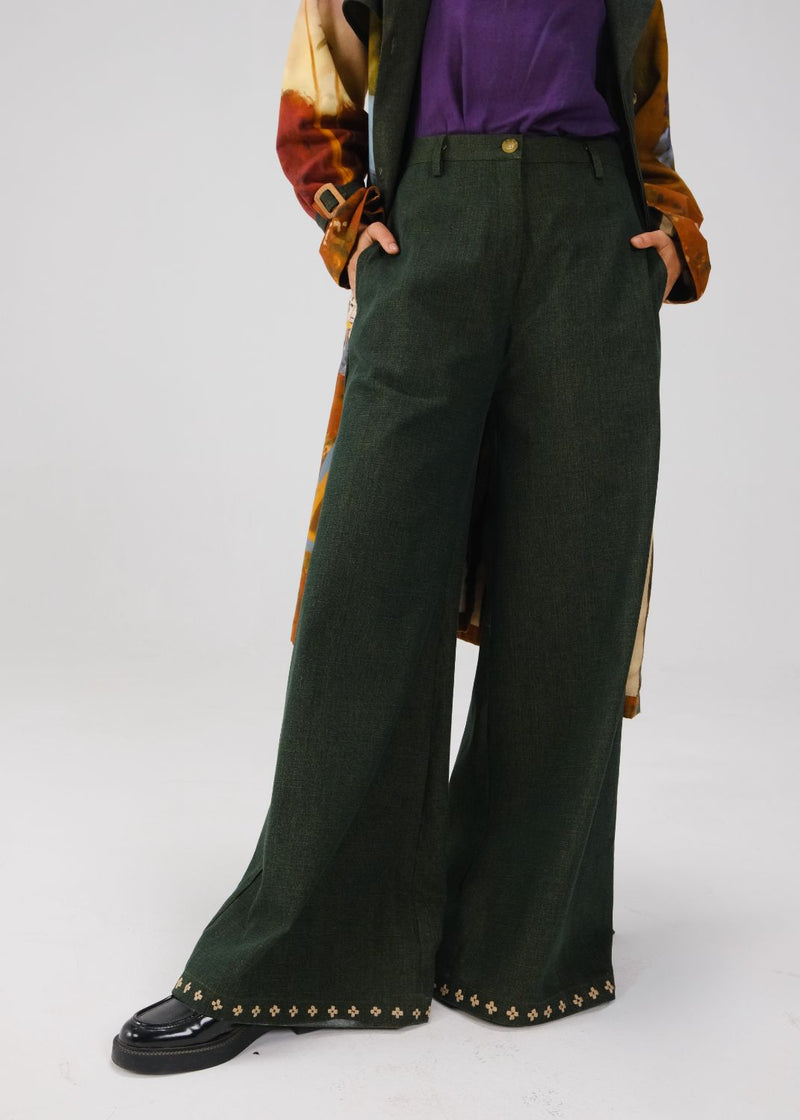 BELL-BOTTOMS-Bottle Green by CORD for women Worldwide