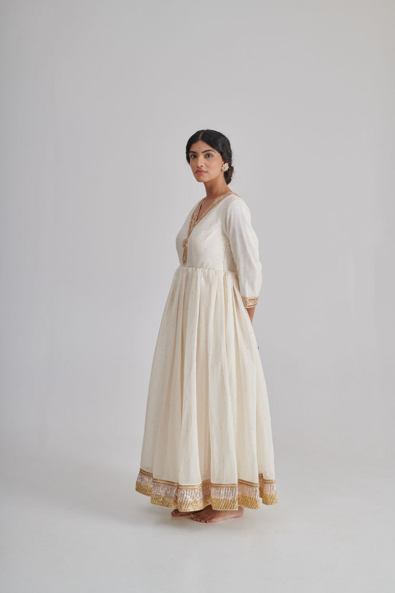 BHAYLI & AHANA ANARKALI & CHURIDAAR chanderi by Rashika Mittal in ivory color for women Worldwide