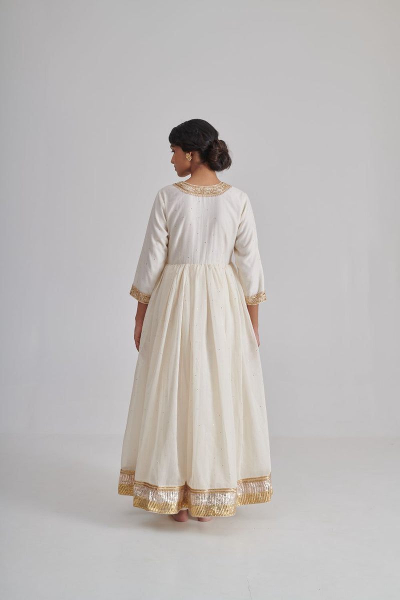 BHAYLI & AHANA ANARKALI & CHURIDAAR chanderi by Rashika Mittal in ivory color for women Worldwide