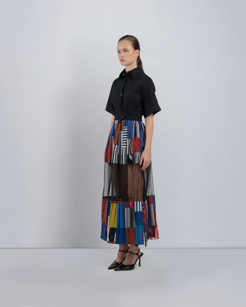 BLOC MOSAIC DRESS - Multicolour + Black dress by Leh Studios in multicolour for women Worldwide