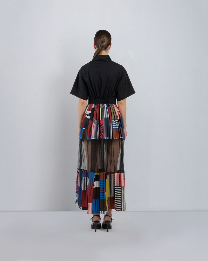 BLOC MOSAIC DRESS - Multicolour + Black dress by Leh Studios in multicolour for women Worldwide