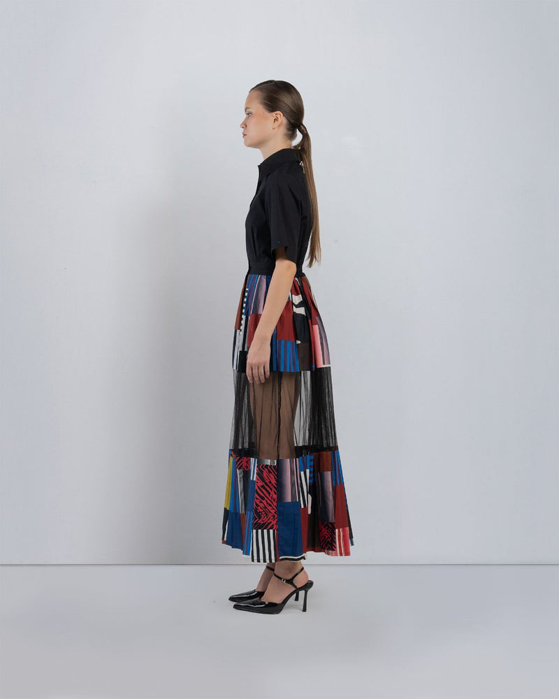 BLOC MOSAIC DRESS - Multicolour + Black dress by Leh Studios in multicolour for women Worldwide