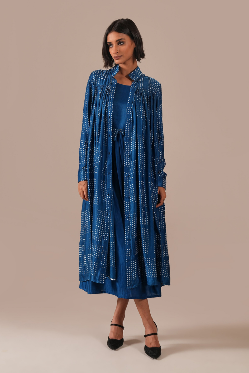BLOOMING AURA SET silk by Indigo Dreams in blue color for women Worldwide