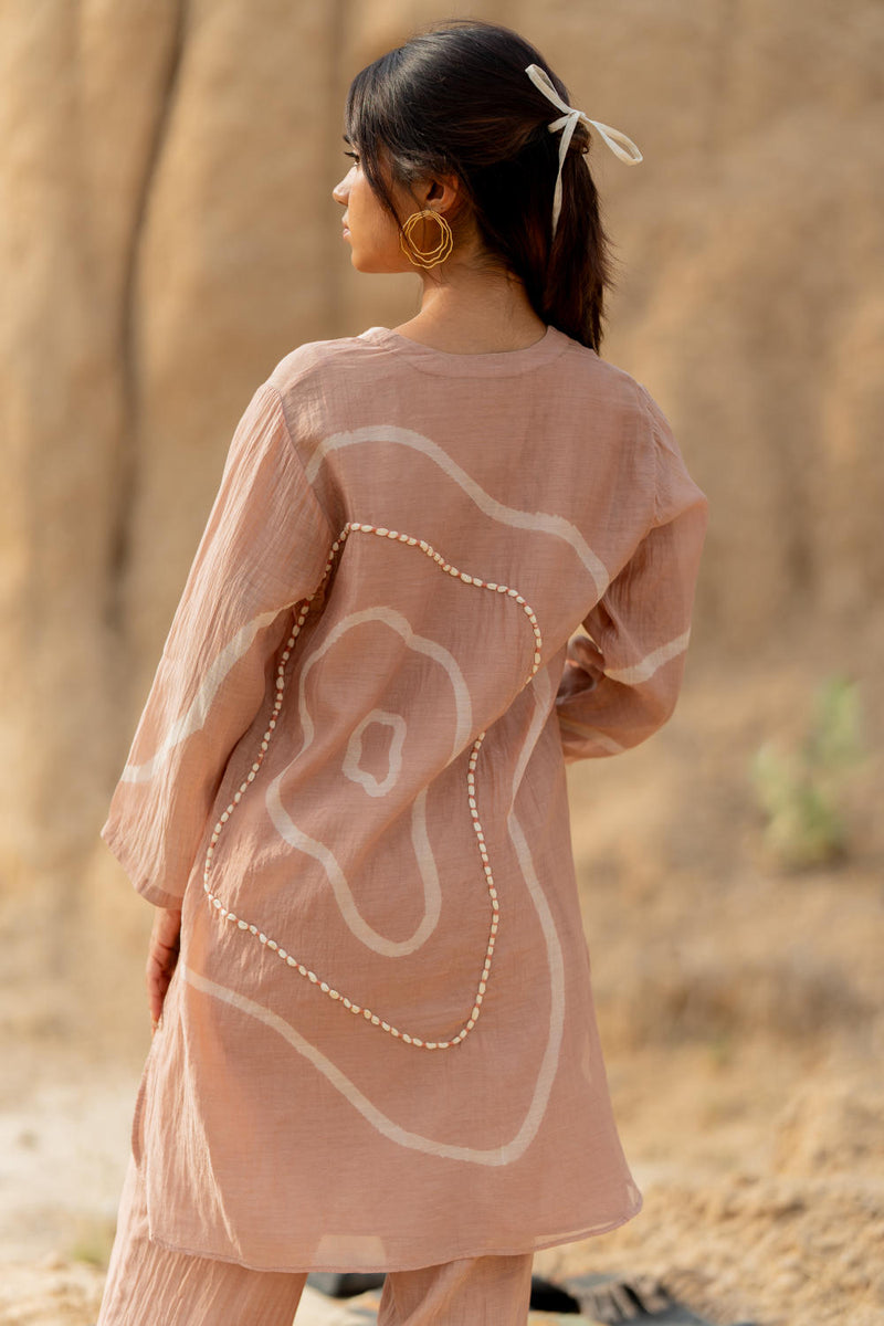 BLUSH ARSA SET chanderi by Nirjara in blush color for women Worldwide
