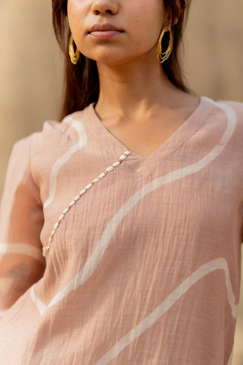 BLUSH ARSA SET chanderi by Nirjara in blush color for women Worldwide