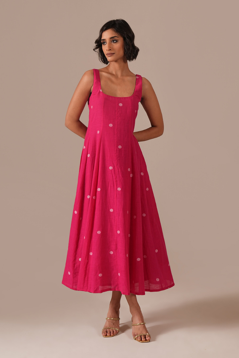 BLUSH MIST DRESS 100% cotton by Indigo Dreams in pink color for women Worldwide