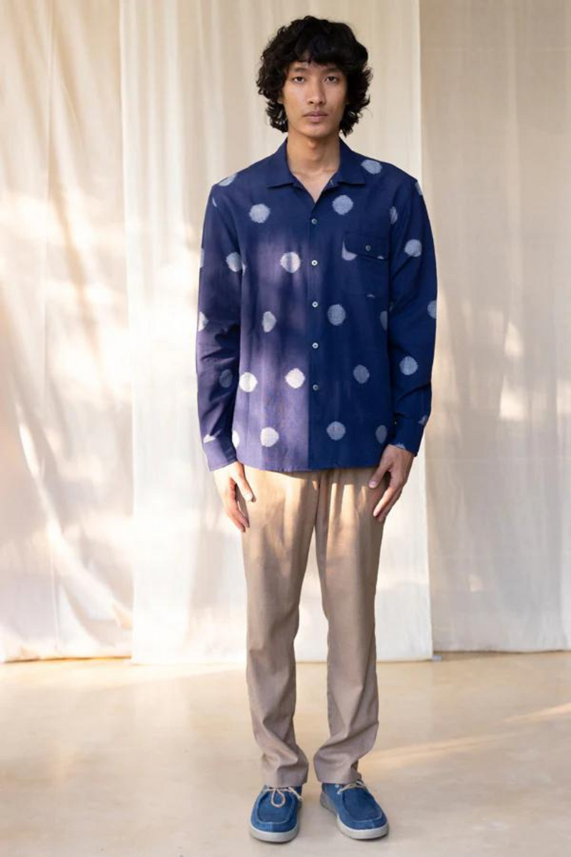BOKEH FULL SHIRT 100% cotton by Translate Men in blue color for men Worldwide