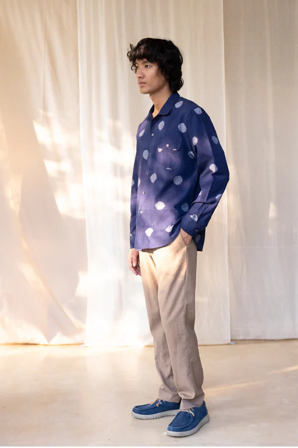 BOKEH FULL SHIRT 100% cotton by Translate Men in blue color for men Worldwide