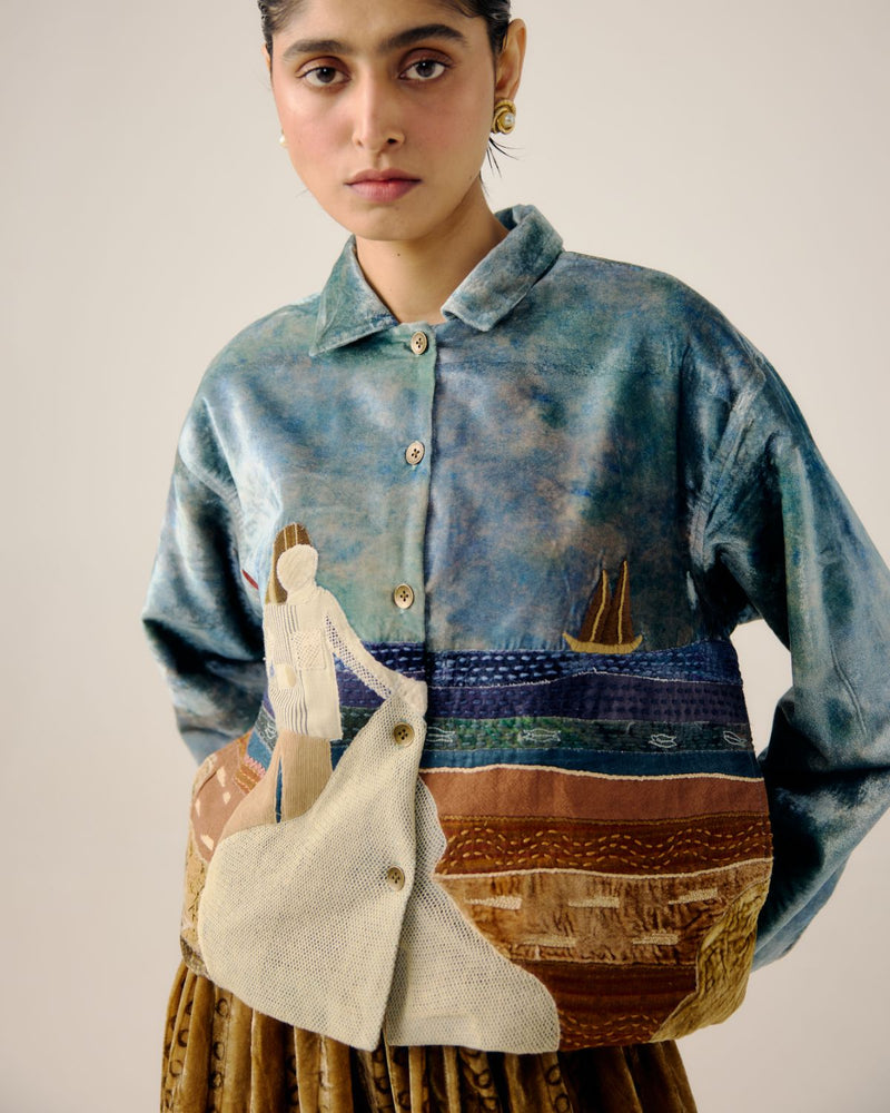 BOXY JACKET-Sea Shore Appl by CORD for women Worldwide