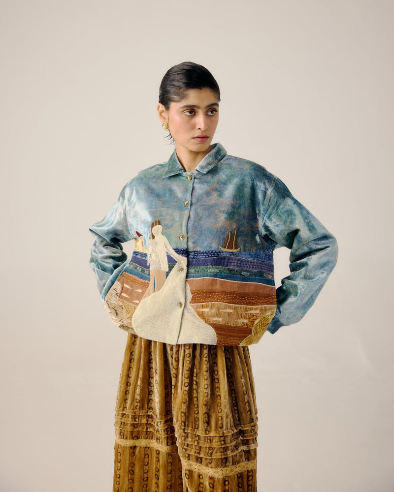 BOXY JACKET-Sea Shore Appl by CORD for women Worldwide