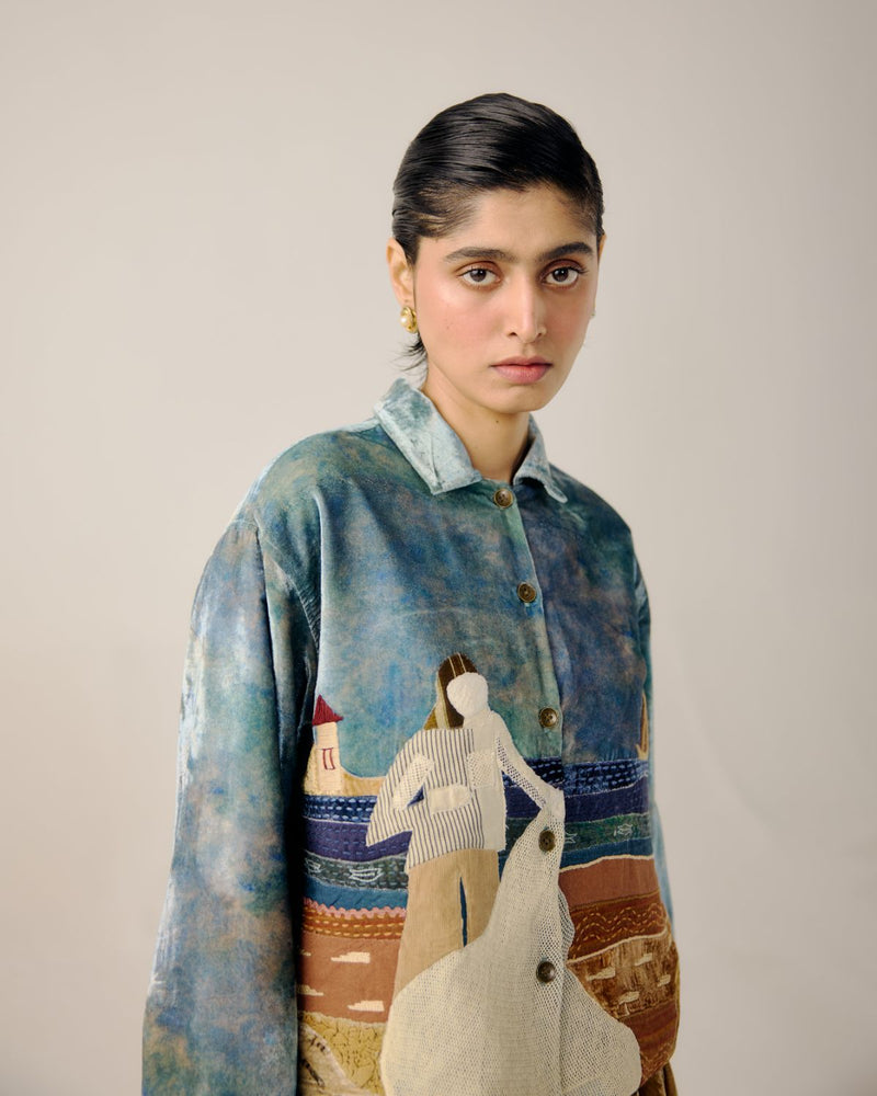 BOXY JACKET-Sea Shore Appl by CORD for women Worldwide