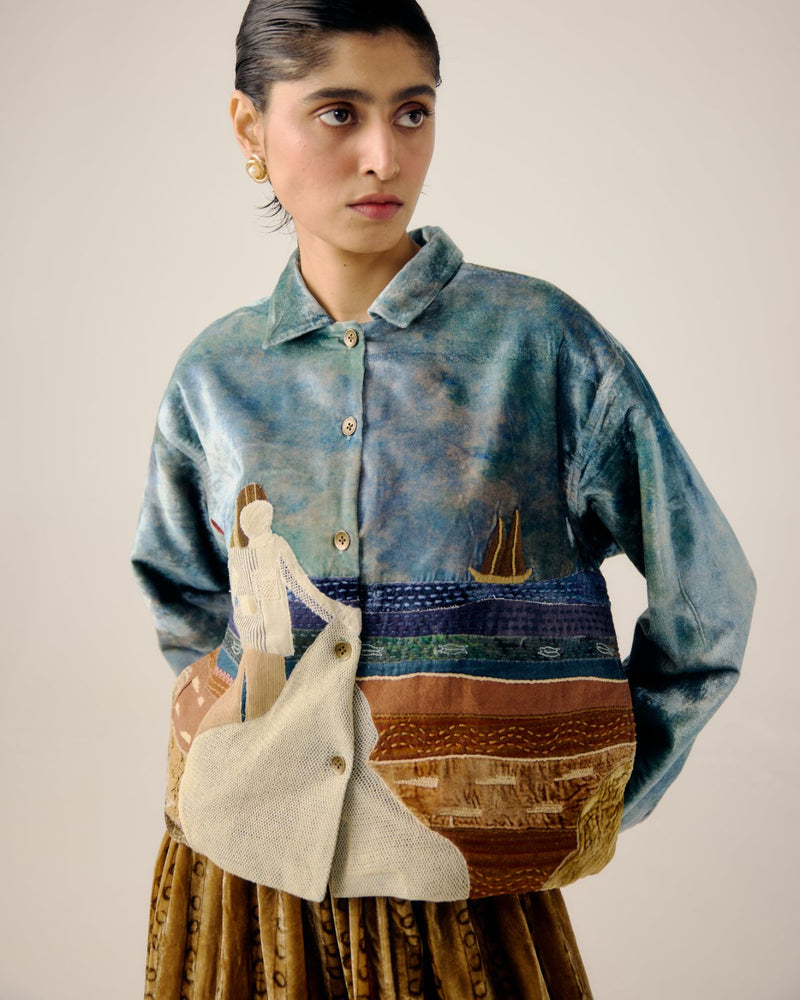 BOXY JACKET-Sea Shore Appl by CORD for women Worldwide