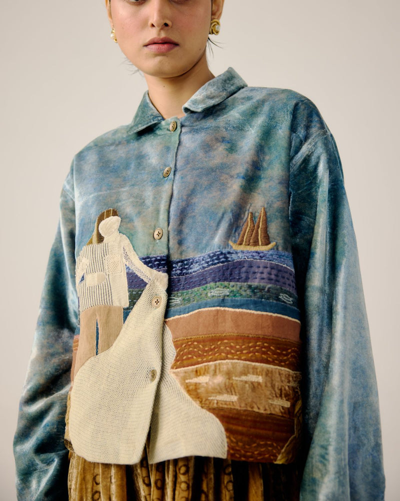 BOXY JACKET-Sea Shore Appl by CORD for women Worldwide