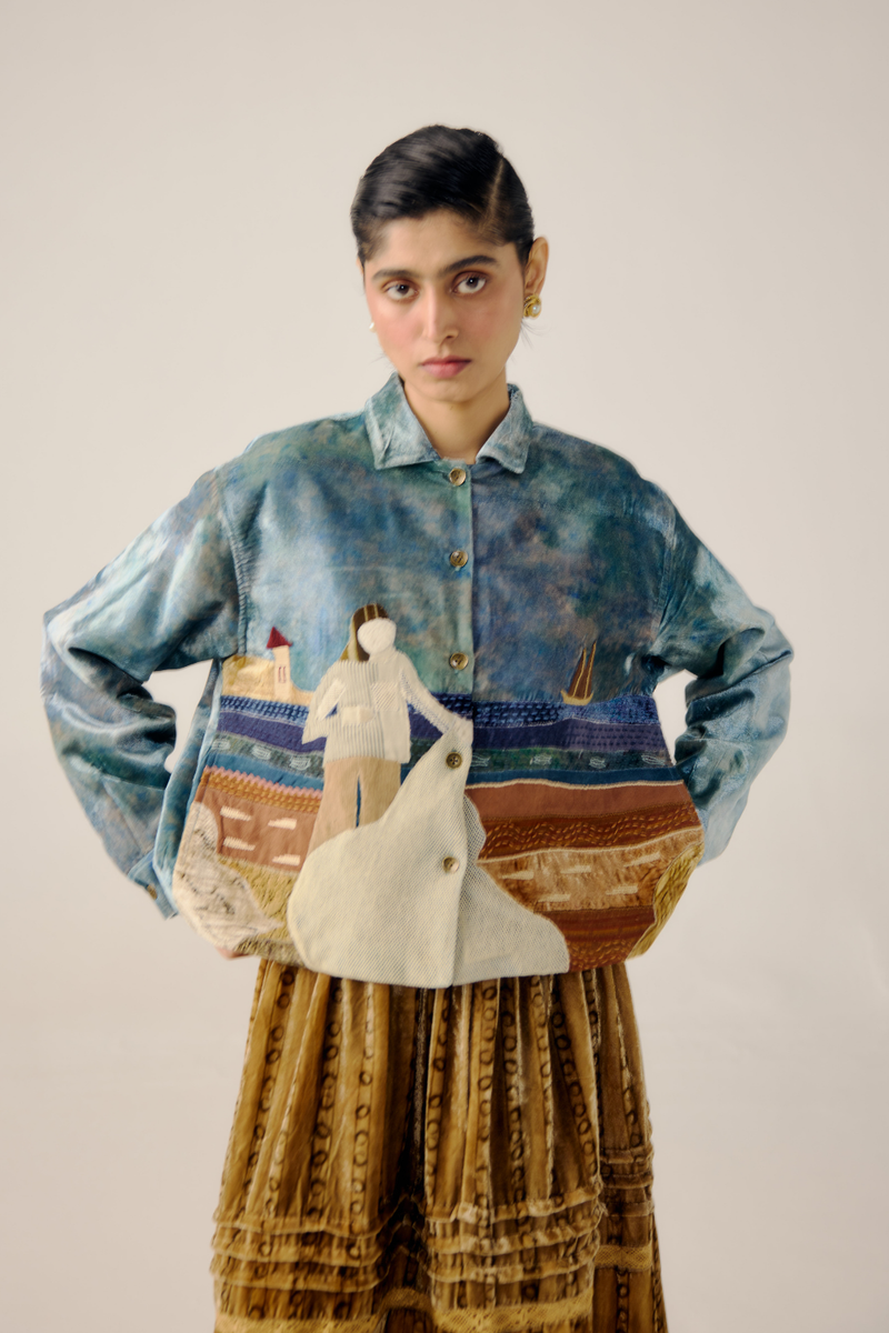 BOXY JACKET-Sea Shore Appl by CORD for women Worldwide