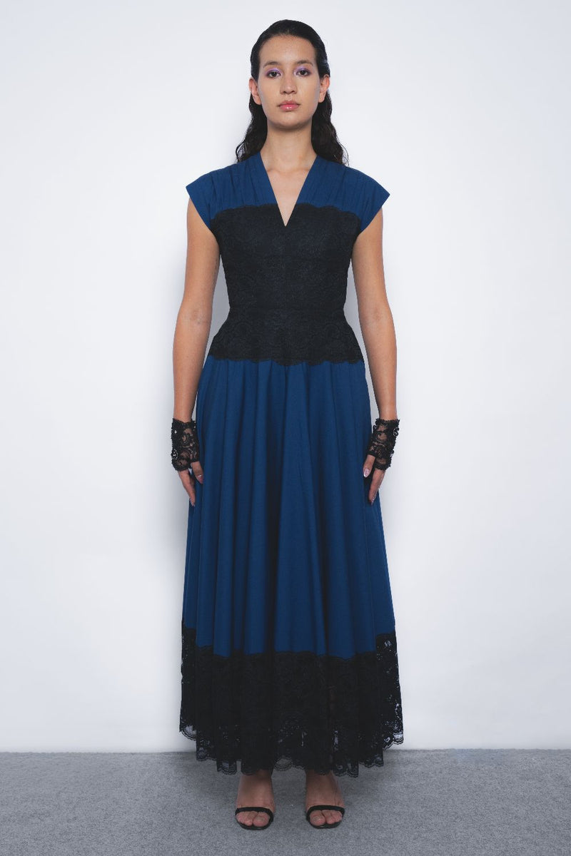 Baile Dress - Navy and Black cotton by Leh Studios in multi color for women Worldwide
