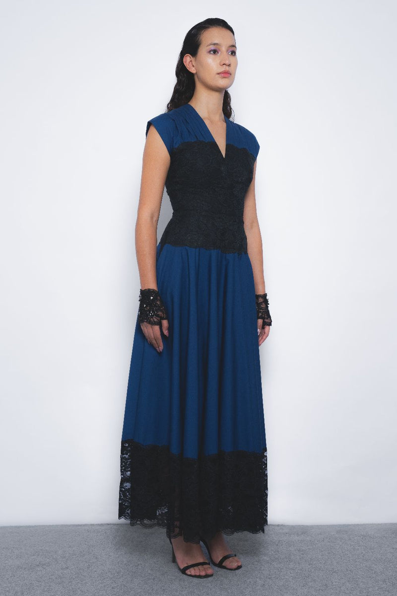 Baile Dress - Navy and Black cotton by Leh Studios in multi color for women Worldwide