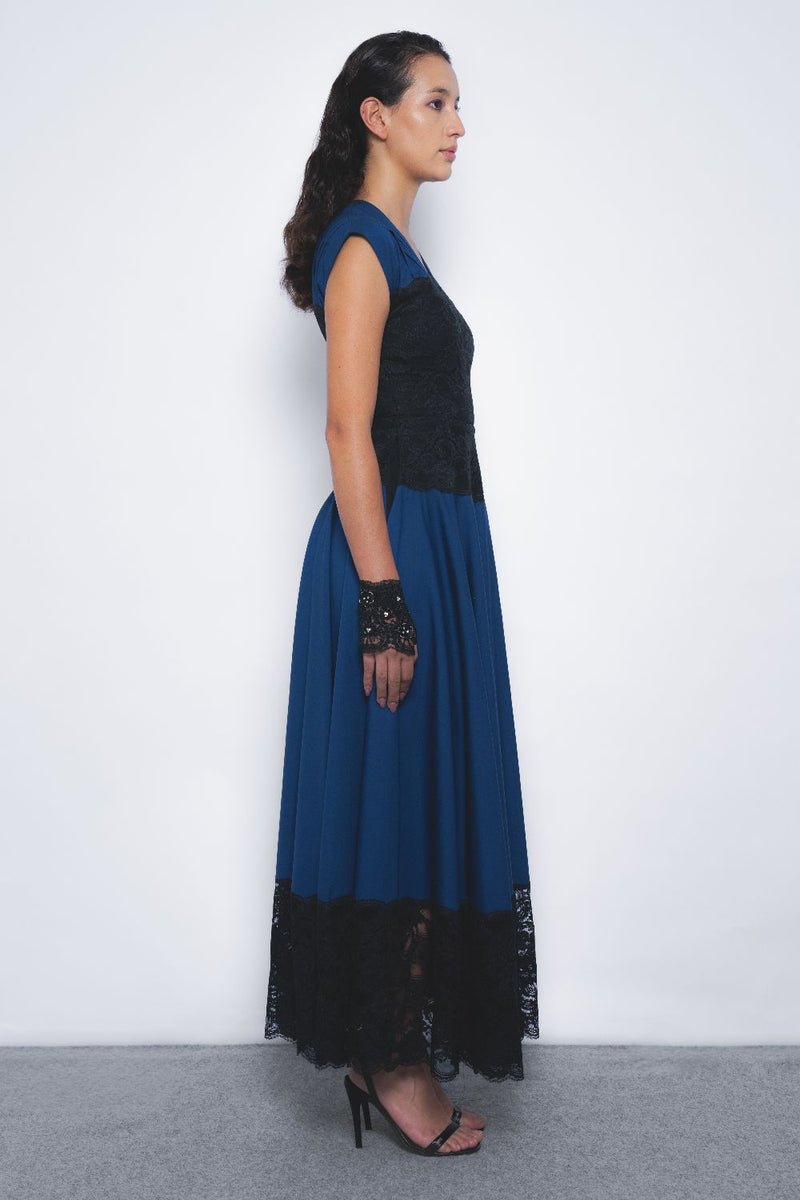 Baile Dress - Navy and Black cotton by Leh Studios in multi color for women Worldwide