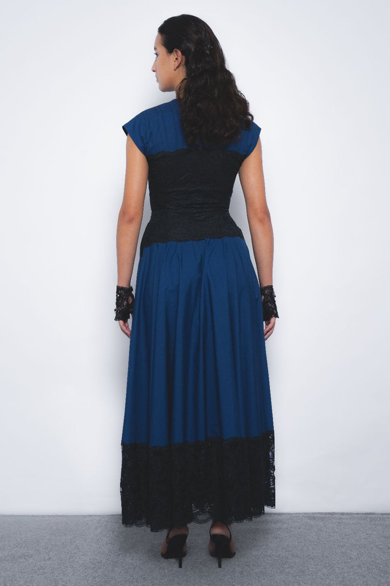 Baile Dress - Navy and Black cotton by Leh Studios in multi color for women Worldwide