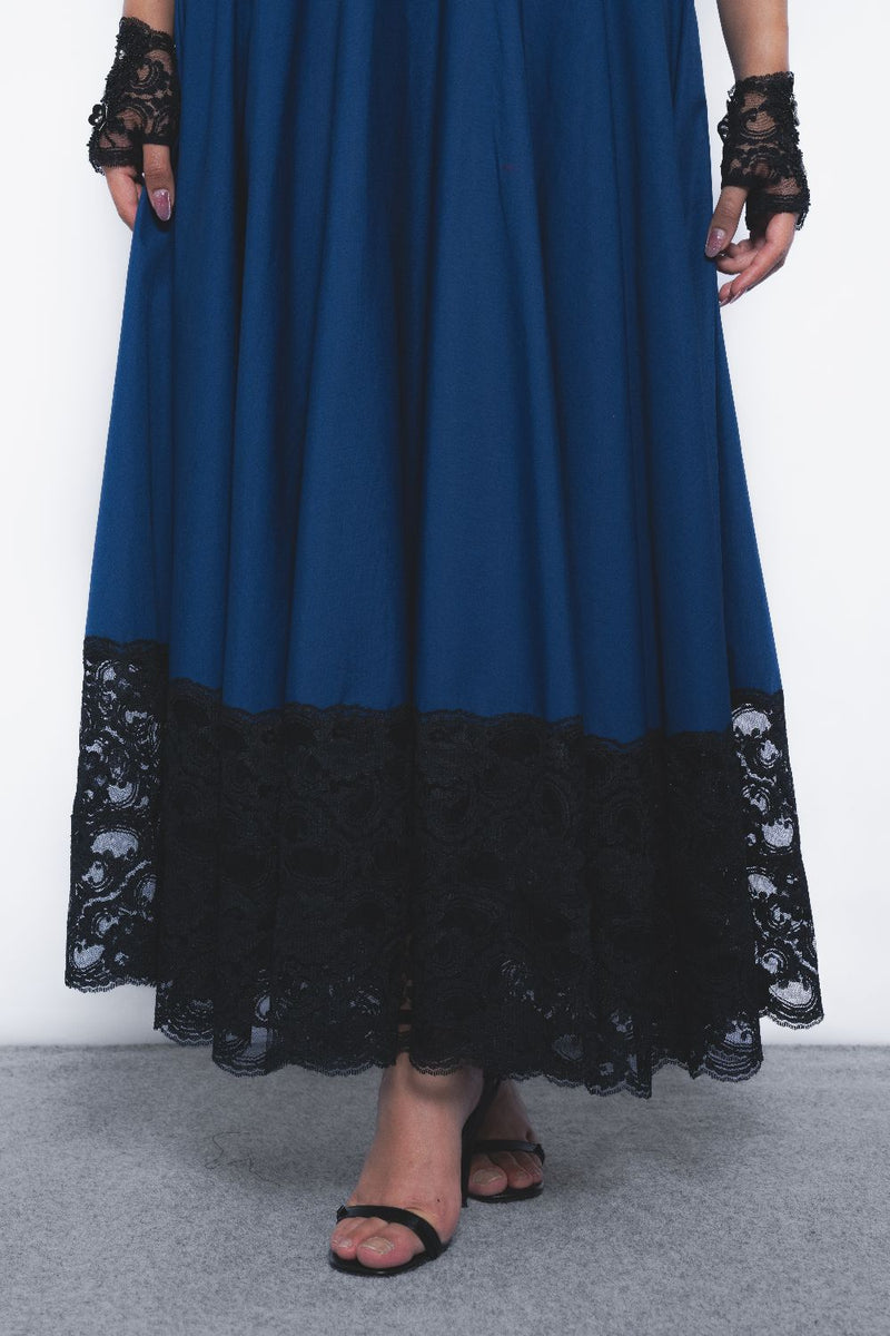 Baile Dress - Navy and Black cotton by Leh Studios in multi color for women Worldwide